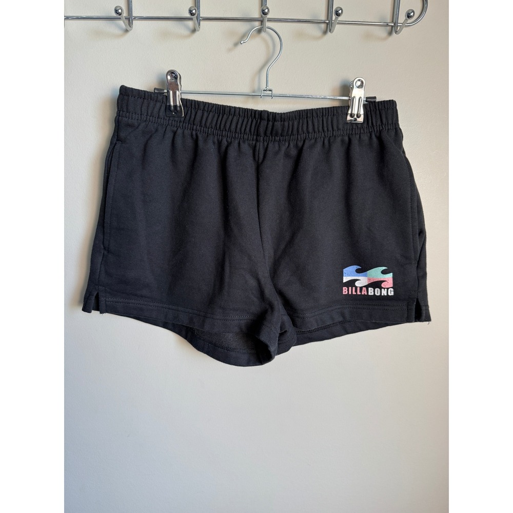 Billabong Womens Black Fleece Sweat Shorts L Beach Lounge Surf Comfy Athleisure